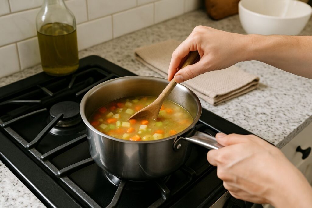 Suppe richtig aufwärmen